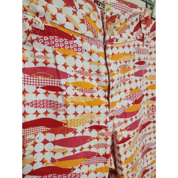 Y2K Moto Blues Womens Size 10 Pink Orange Capris Retro Fish Geometric Preppy - Picture 1 of 8